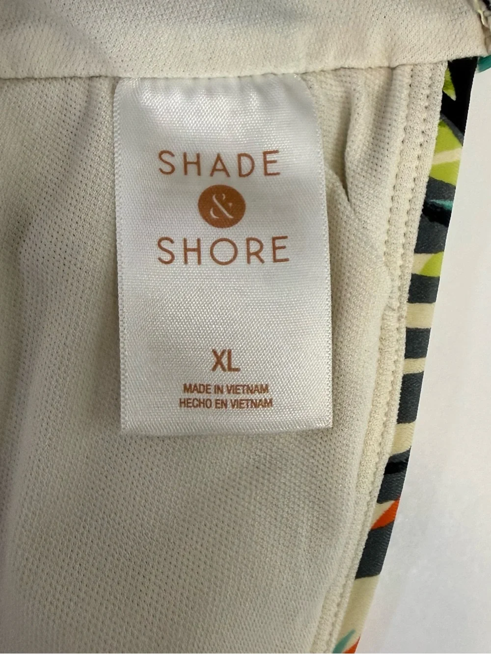 Shade & Shore Tropical Stripe Bikini Detail - Cream with Green, Orange, Black